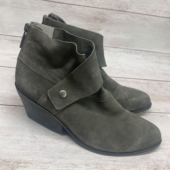 Eileen Fisher Womens Tag Ankle Boots Block Heel Gray Nubuck Leather Size 8.5 - Picture 1 of 13